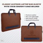 Classic Leather Laptop Bag Sleeve - Brown
