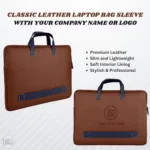 Classic Leather Laptop Bag Sleeve - Brown