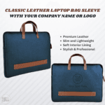 Classic Leather Laptop Bag Sleeve - Blue
