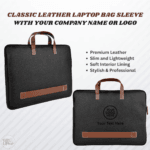 Classic Leather Laptop Bag Sleeve - Black